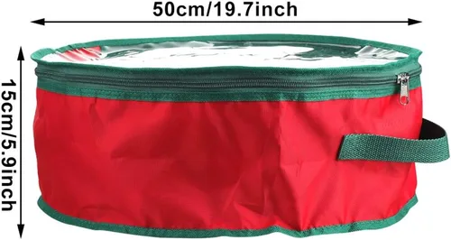 Vista 2 de TREETDOBV Bolsa de almacenamiento para corona, PVC transparente, rectangular, cierre de cremallera, plegable, ligera, 19.7x19.7x5.9 in, guirnalda