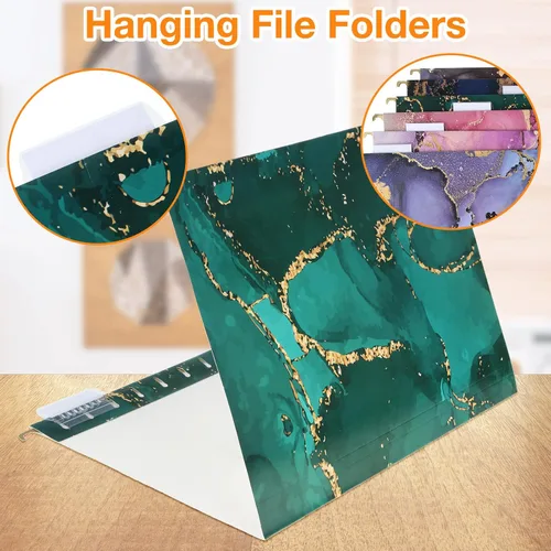 Vista 4 de 30 carpetas colgantes para archivos, organizador de archivos, carpetas colgantes de tamaño carta y carpetas interiores, carpetas decorativas
