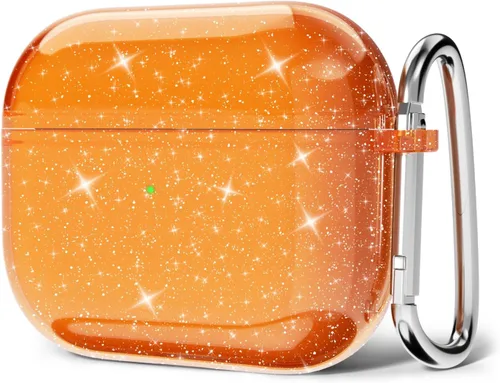 Vista 21 de Svanove Funda para Airpods Transparente con Purpurina, Funda Brillante y Bonita para Airpods de 1ª y 2ª Generación con Llavero, Carcasa Rígida