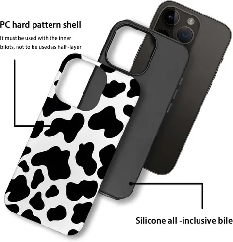 Vista 4 de SEized Funda compatible con iPhone 13 Pro Max, funda de teléfono con patrón de vaca blanca y negra para niñas, mujeres, niños y hombres, funda