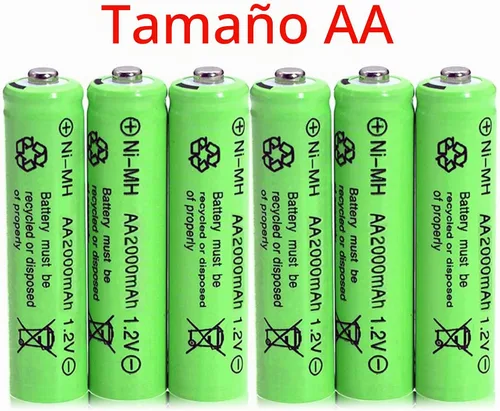 Vista 5 de Paquete de 12 pilas AA de 2000 mAh recargables de alta capacidad