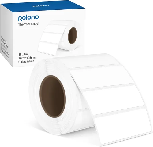 Vista 9 de POLONO Etiqueta térmica directa genuina de 2 x 1 pulgada, etiqueta térmica de envío de dirección autoadhesiva, códigos de barras, etiquetas
