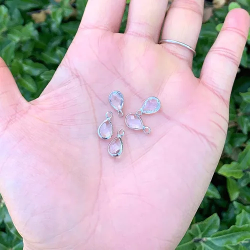 Vista 2 de Adabele Colgante de piedra natal de grado A, gota de 0.433 in, 0.551 in y 0.630 in, chapado en plata de ley para aretes personalizados, pulseras