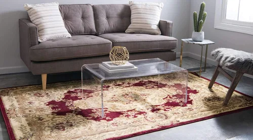 Vista 3 de Unique Loom colección Versailles - Alfombra clásica tradicional con motivo de medallón; 2' 2 x 3' 0 pies, rectangular, color borgoña/marfil