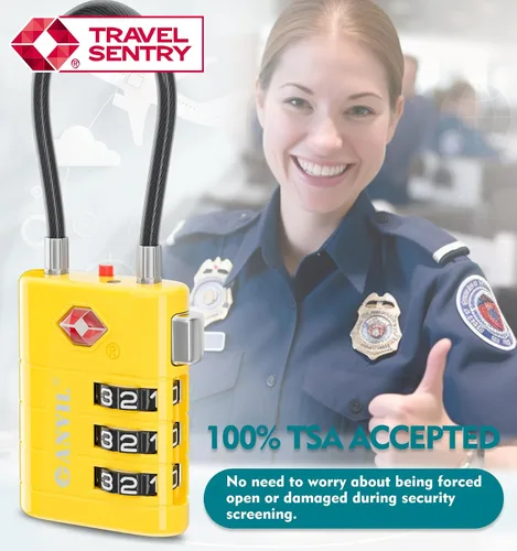 Vista 8 de ANVIL Cerraduras de equipaje aprobadas por la TSA - Cerraduras de viaje combinadas TSA008 de alta seguridad con indicador de inspección para maletas