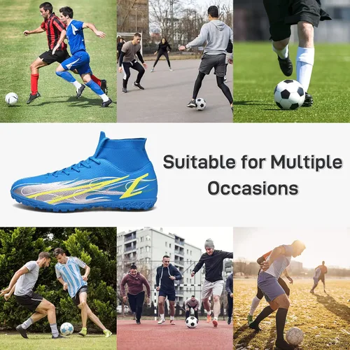 Vista 6 de Zapatos de fútbol para hombre, botines de fútbol atléticos, de alta calidad, transpirables, antideslizantes, para exteriores, para entrenamiento