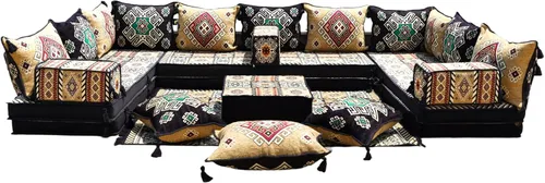 Vista 17 de arabicsofa Sofá de suelo en forma de L de 4 pulgadas de grosor, asiento, almohada de suelo, juego de sofá seccional, muebles de patio, majlis árabe