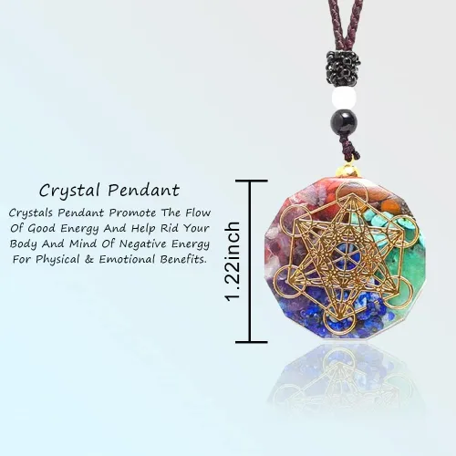 Vista 2 de Collar de cristal de 7 piedras de chakras, curación de piedras preciosas, collar de mujeres y hombres, joyería del árbol de la vida, regalos