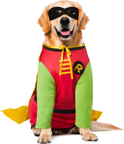 Vista 2 de Disfraz Rubies Costume Company de Robin de DC Comics para perro grande, 2x, Rojo