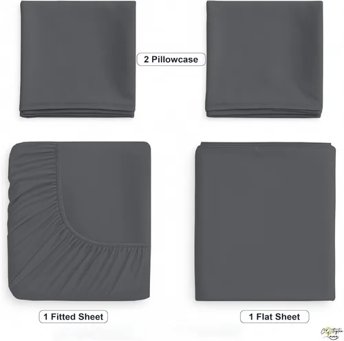 Vista 4 de Cottington Lane Juego de sábanas para cuna de 4 piezas de 25 x 75 pulgadas con bolsillo profundo de 6 pulgadas, color gris oscuro, 100% algodón Gris