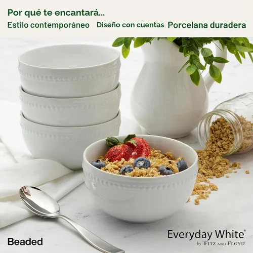 Vista 8 de Everyday White Tazones de sopa y cereales de porcelana de 26 onzas