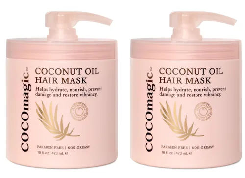 Vista 6 de Cocomagic Mascarilla capilar de aceite de coco, repara daños, evita el encrespamiento, restaura y añade brillo, rica en proteínas y extra