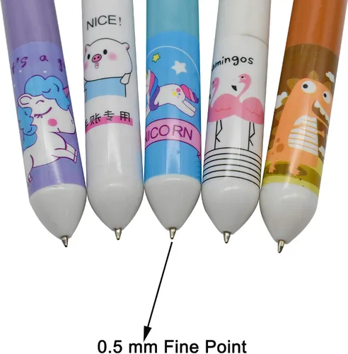 Vista 4 de Maydahui 15 bolígrafos 10 en 1 para lanzadera con diseño de animales en forma de animal de dibujos animados, unicornio, dinosaurio, cerdo, flamenco
