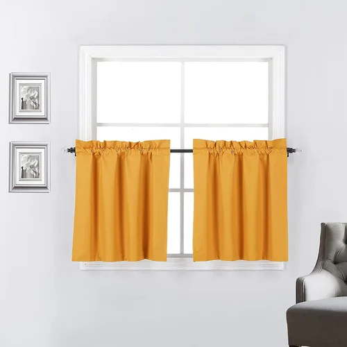 Vista 24 de 2 paneles de cortinas opacas con aislamiento térmico y forro blanco en la parte trasera para ventana de bloqueo de luz para cualquier ventana