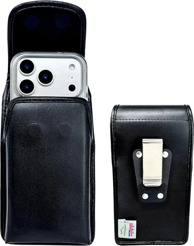 Vista 24 de Turtleback Soporte para cinturón para iPhone 17 Pro y 17Air, pequeño se adapta con fundas delgadas MagSafe o TechWave, funda horizontal de cuero