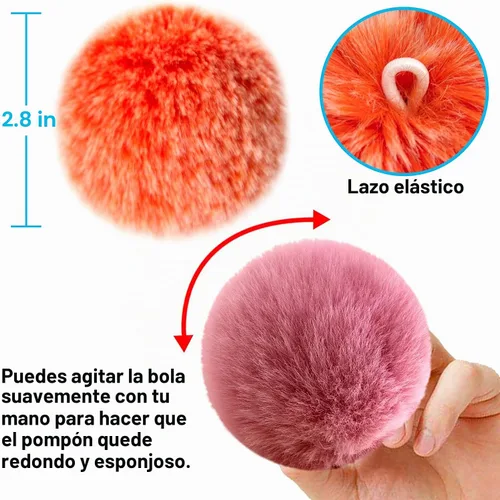 Vista 3 de BQTQ 160 llaveros de pompón esponjoso, de piel sintética, con borlas y llaveros