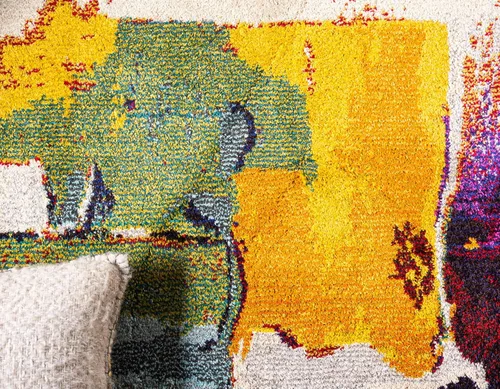 Vista 5 de Tapete abstracto Unique Loom, colección Estrella, moderno, multiárea, Polipropileno, beige, amarillo (Beige/Yellow)