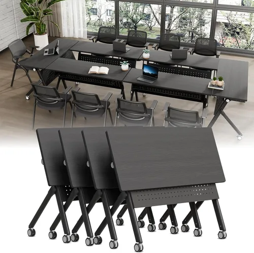 Vista 15 de Folding Conference Table with Wheels, Modular Foldable Conference Room Training Tables for Training Rooms, Flip Top Mobile Rolling Meeting Seminar