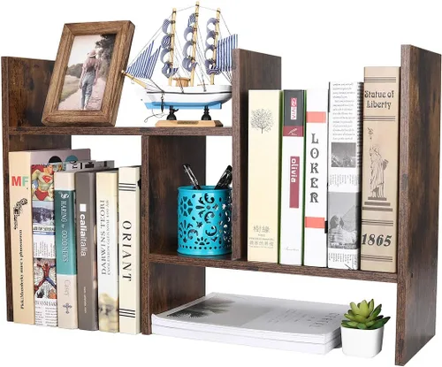 Vista 19 de PAG Organizador de Escritorio Estante de Escritorio Estantería Ajustable de Encimera Estantes de Mesa Pequeños Organizador de Libros Organización
