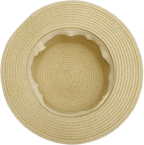 Vista 5 de Ayliss Sombrero de paja con lazo para mujer, sombrero de verano para el sol
