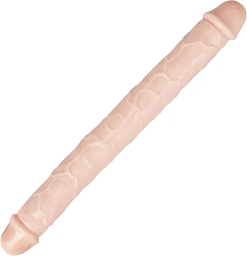 Vista 7 de Consolador doble de cristal de 11.8 x 1.37 pulgadas, consolador largo anal realista con pene, suave y flexible con venas y glande, juguetes sexuales