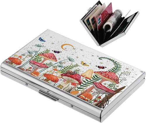 Vista 102 de BONSYL® Soporte para tarjetas de crédito, cartera delgada de metal con bloqueo RFID, con 6 ranuras para tarjetas, para mujeres y hombres.