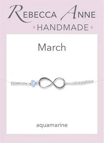 Vista 134 de Pulsera con dije de infinito con piedra natal, joyería hecha a mano, regalo para ella