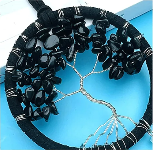 Vista 3 de Atrapasueños negro para espejo retrovisor de coche, accesorios de espejo retrovisor hecho a mano, pequeño atrapasueños decoración colgante regalos
