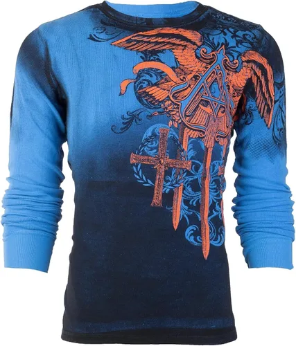 Vista 2 de Archaic by Affliction - Camisa térmica de manga larga para hombre, Azul