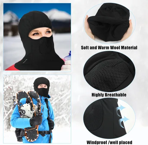Vista 6 de 2 pasamontañas calefactables, máscara facial eléctrica, funciona con pilas, gorro de esquí recargable, polaina de cuello de invierno, 3 ajustes