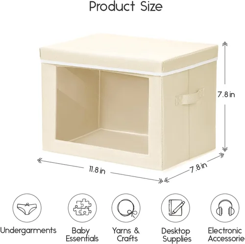 Vista 2 de Homsorout Contenedores de almacenamiento con tapas, organizadores pequeños de tela con ventana, contenedores de almacenamiento plegables para ropa