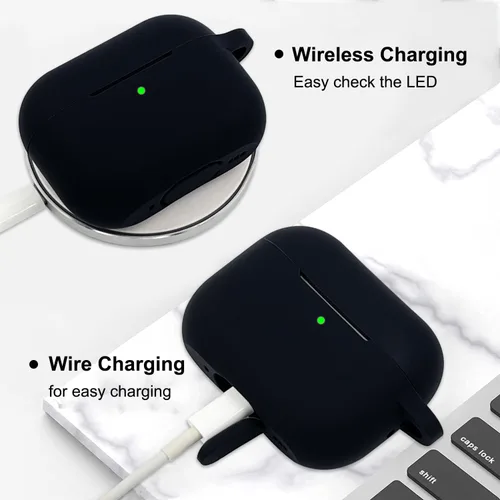 Vista 5 de Funda compatible con Airpods Pro de 2ª generación 2022, funda protectora de silicona suave con llavero de pulsera para Apple Airpods Pro 2 funda