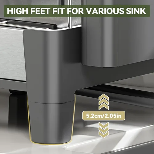 Vista 13 de Urackify Escurridor de platos expandible, escurridor de platos de acero inoxidable con marco de aluminio, escurridor de platos para encimera