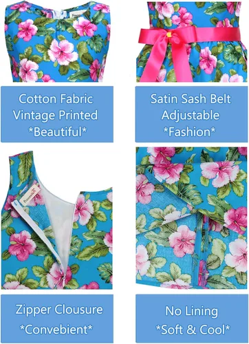 Vista 241 de Vestido de verano para niña, de algodón, con diseño floral