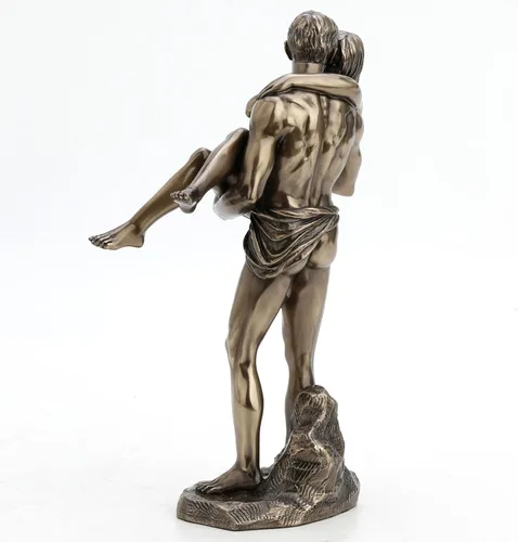 Vista 5 de Veronese Design 11 3/8 pulgadas los amantes nupcial llevan la escultura desnuda artística del final del bronce antiguo de la resina del molde en frío