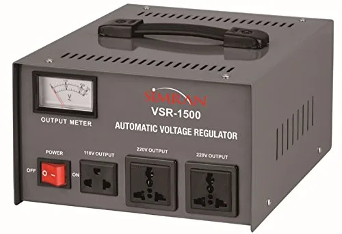 Vista 3 de Simran VSR-2000 Deluxe 110 V a 220/240 V Transformador de voltaje de dos vías con regulador de voltaje/estabilizador automático para conversión