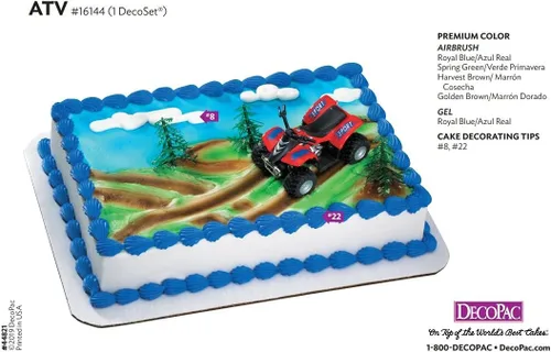 Vista 8 de DecoPac Decoración para tartas de ATV, 4 piezas para decoración de tartas, vehículos todo terreno y árboles, decoración de pasteles para cumpleaños