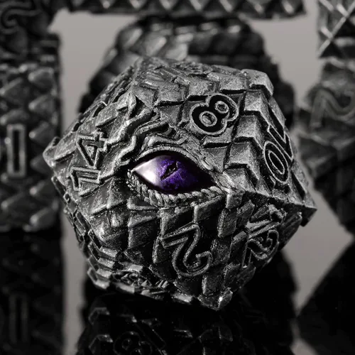 Vista 16 de 1 dado de metal D20 DND – Dados poliédricos gigantes metálicos de 20 caras, dados grandes de 1.378 in de ojo de dragón para juego de mesa