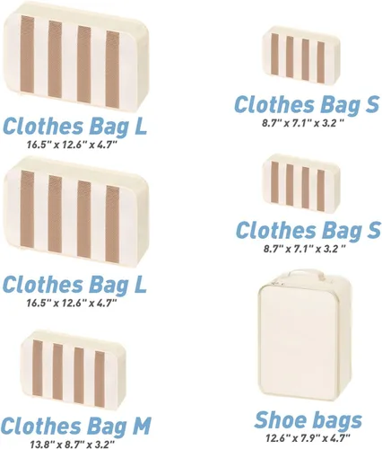 Vista 2 de MDXC Juego de 12 cubos de embalaje para maletas, cubos de embalaje para viajes (beige y gris)
