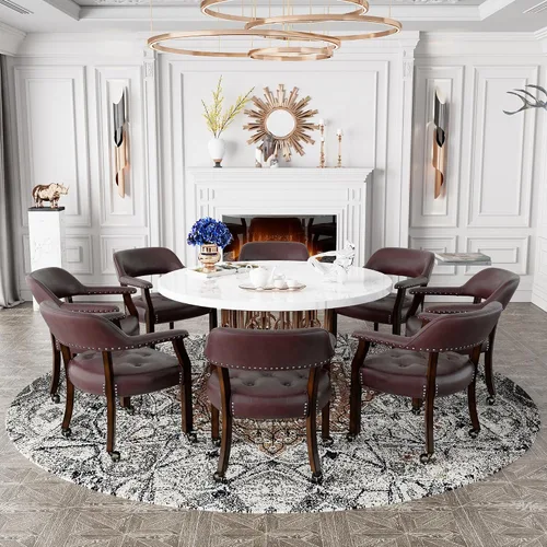 Vista 38 de Juego de 2 sillas de comedor con ruedas, poliuretano gris antiguo Gris (Antique Grey)