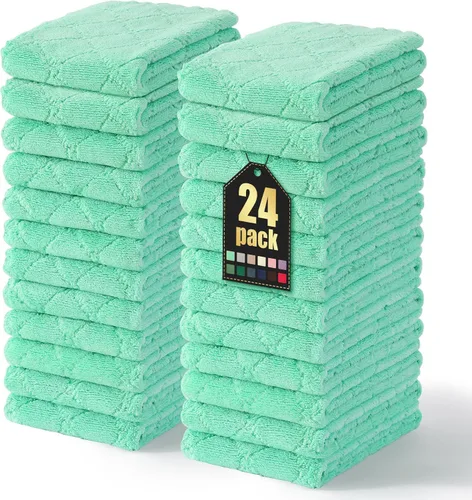 Vista 53 de Homaxy - Paquete de 12 trapos de cocina (13 x 19 pulgadas, marrón), de terciopelo coral supersuaves y absorbentes para lavar platos, paño