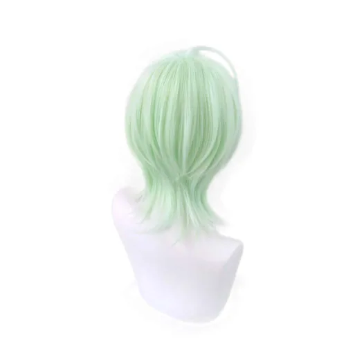 Vista 4 de Xingwang Queen Peluca de anime para cosplay, peluca corta verde claro, peluca de fiesta para hombres y niños para Navidad, Halloween