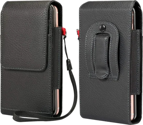 Vista 7 de Funda horizontal de cuero con clip para cinturón para iPhone 12, 12 Pro, 11 Pro Mas, 6s Plus, bolsa de transporte con 2 bolsillos con tarjetero
