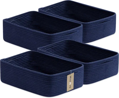 Vista 39 de MiniArk Cestas organizadoras grandes poco profundas de 15 x 11 x 5.1 pulgadas, contenedores de almacenamiento tejidos de cuerda para baño, estantes