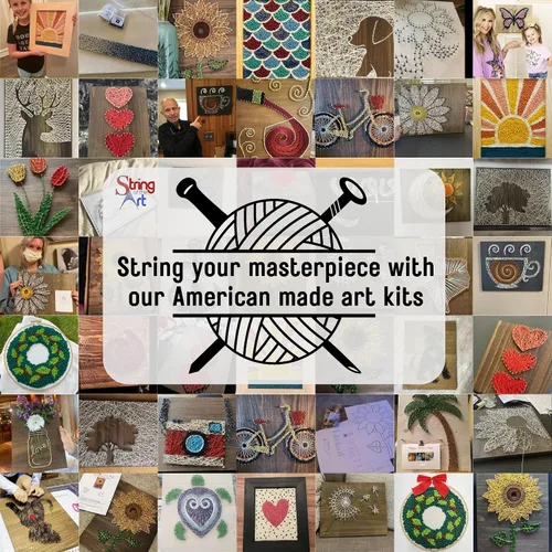 Vista 5 de String of the Art Kit de arte de cuerda de sol y luna, kit de manualidades hecho en Estados Unidos para adultos, madera de pino teñida