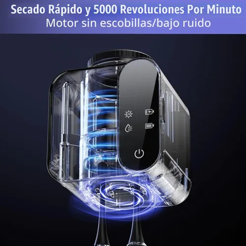 Vista 3 de Soporte para cepillos de dientes montado en la pared, soporte eléctrico para cepillos de dientes con secado y limpieza inteligente, soporte