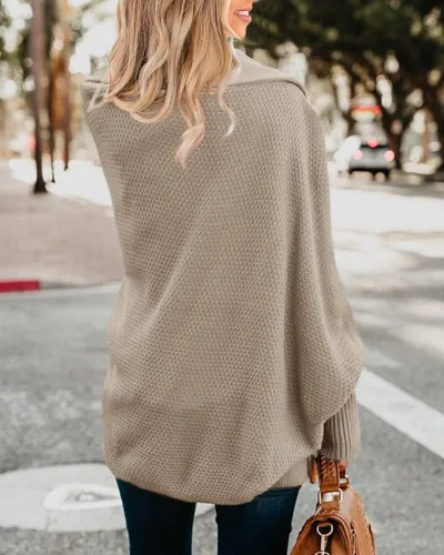 Vista 3 de Imily Bela - Suéter de punto para mujer, estilo kimono, manga murciélago, cable, holgado y envolvente, cárdigan