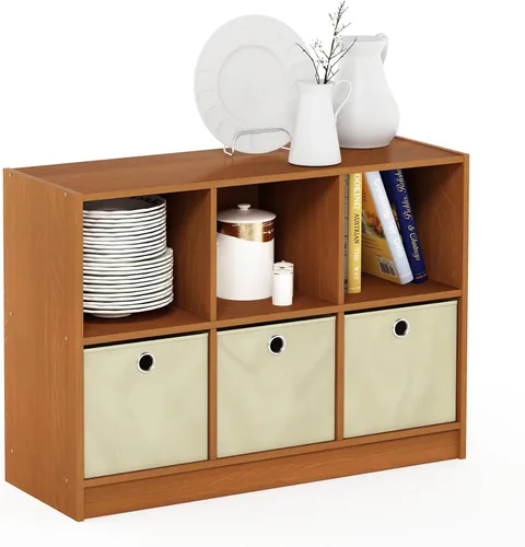 Vista 17 de Furinno PELLI - Estantería de 2 cubos con cubos abiertos y cerrados, armario organizador de almacenamiento de 2 x 1, 12.2 x 11.6 x 24.2, para sala