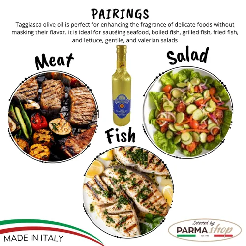 Vista 2 de Riviera Ligure aceite virgen extra pdo tiene aceitunas llamadas Taggiasche, lt 0,50 (17,6 onzas) x 2 botellas de oro