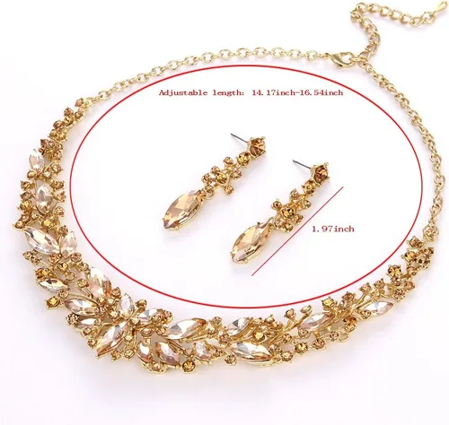 Vista 4 de Molie Youfir - Juego de joyas de cristal austriaco con diamantes de imitación de boda para mujer